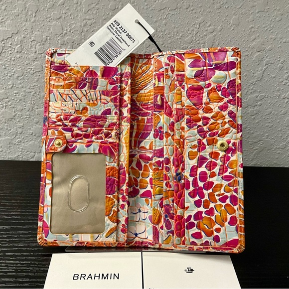 Brahmin NEON FLORAL FREEHAND Leather ADY Slim Wallet NWT - Picture 6 of 7